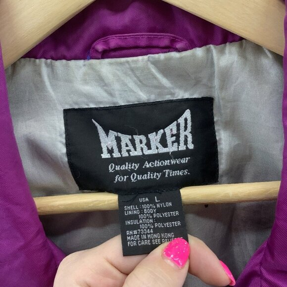 Marker Vest Sz L Vintage 90’s Cold Weather Color Block Purple - Picture 4 of 10